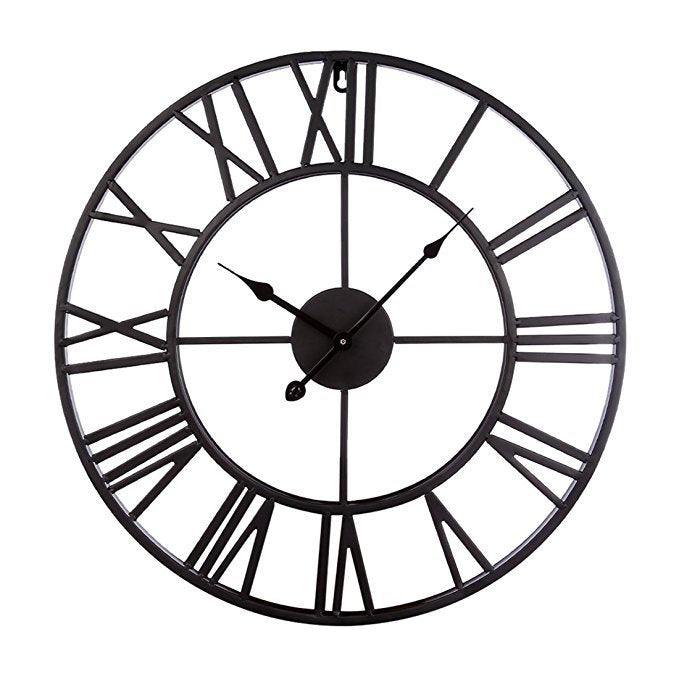 Classic Roman Numeral Quiet Wall Clock 16 Inch Metal