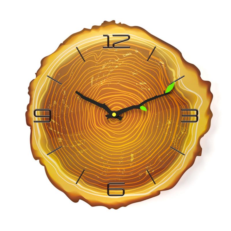 Natural Wood Round Wall Clock
