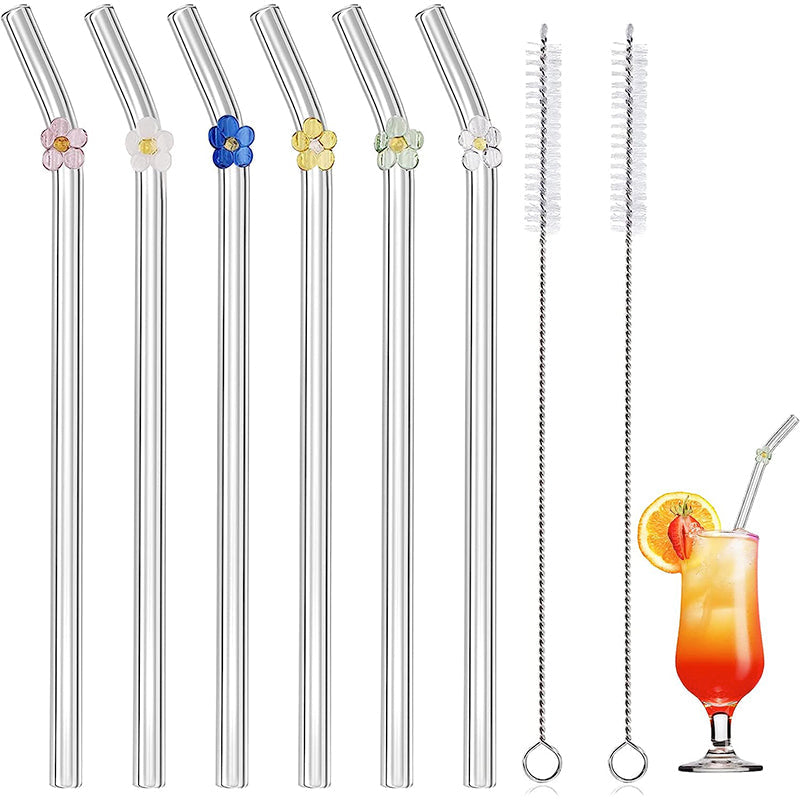 Colorful Reusable Drinking Straws with Cleaner Brush Set
