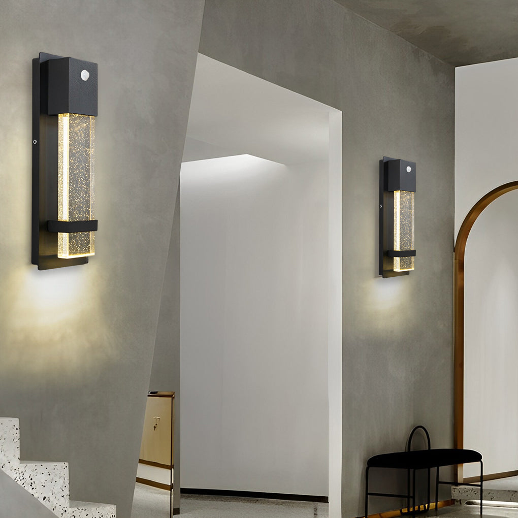 Sleek Glass Outdoor Motion Sensor LED Wall Light