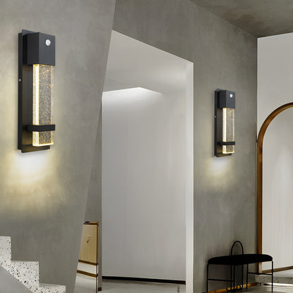 Sleek Glass Outdoor Motion Sensor LED Wall Light