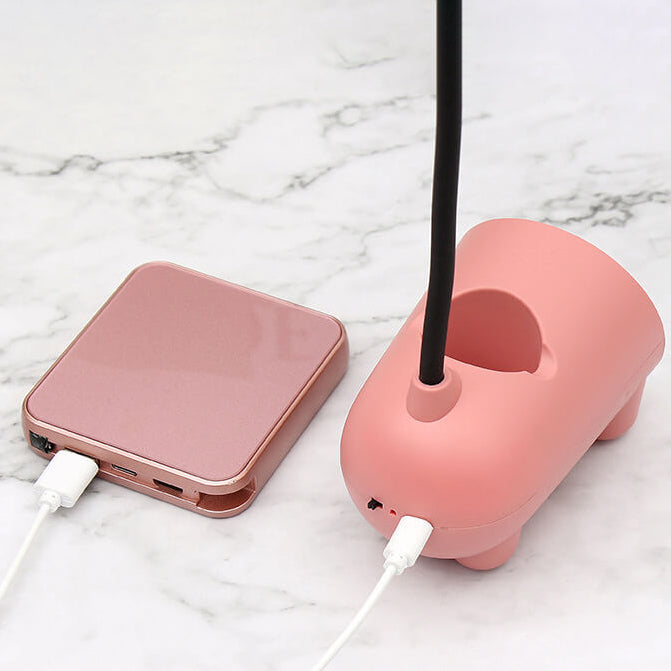 Compact LED Desk Lamp with USB Port and Pen Tray