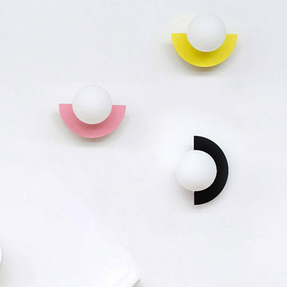 Round Glass Pendant Light with Colored Metal Base