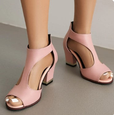 Comfortable Leather Arch Support Heel Sandals