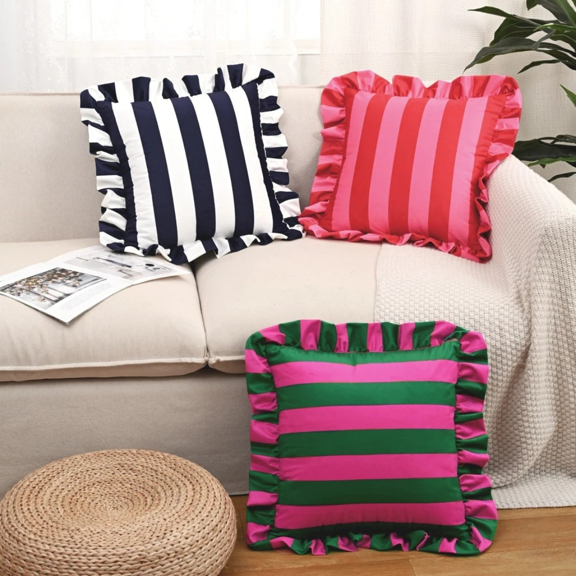 Vintage Floral Ruffled Pillow Cover