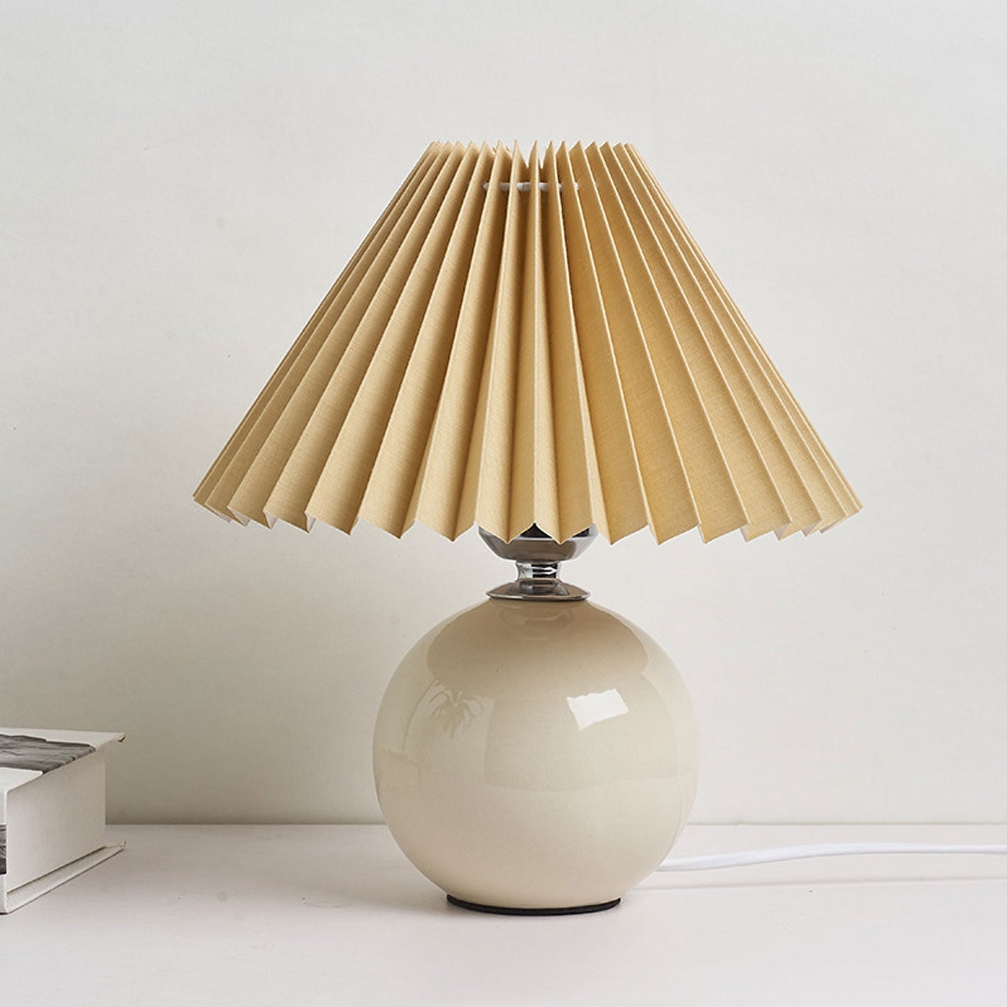 Simple Ceramic Desk Lamp with Folded Shade