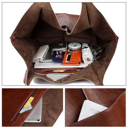 Large Capacity Leather Tote Handbag