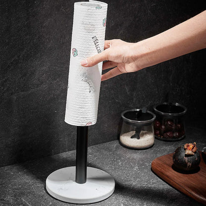 Luxury Marble Paper Towel Holder with Gold Accents