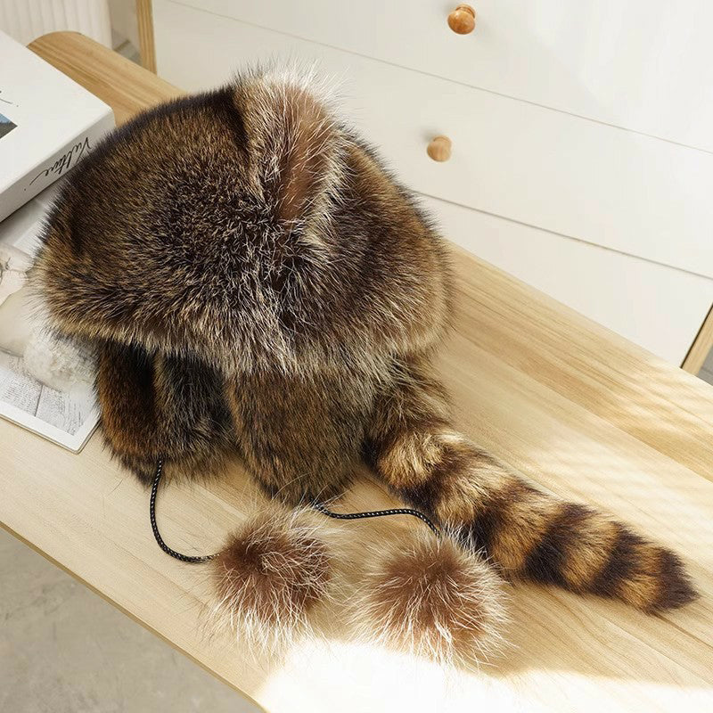 Adorable Faux Fur Raccoon Parent Kid Hat