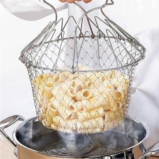 Collapsible 12-in-1 Kitchen Storage Basket Stainless Steel - Cofik