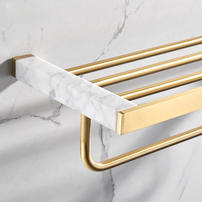 Luxury Gold Bathroom Accessory Set Marble & Metal