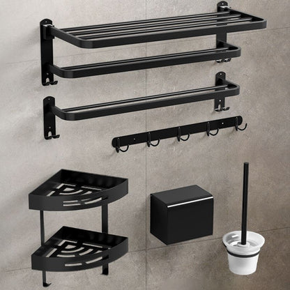 Stylish Black Bathroom Accessory Set Stainless Steel Fixtures