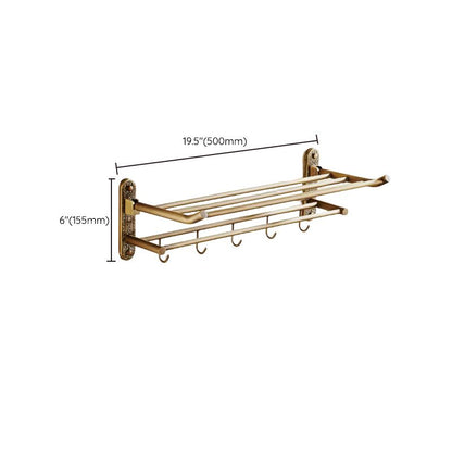 Vintage Brass Bathroom Accessory Set with Shelf and Towel Bar