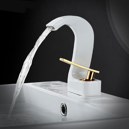 Contemporary Single Handle Bathroom Sink Faucet Brass Finish