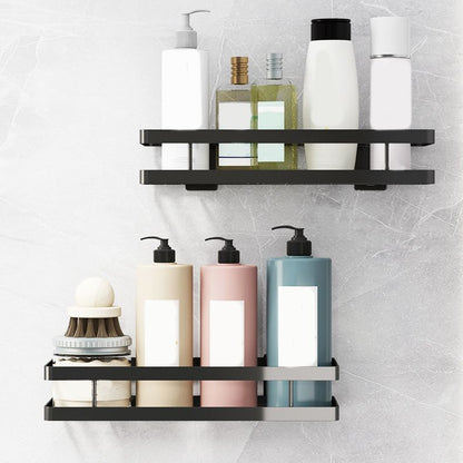Modern 2-Piece Black Metal Bathroom Shelf Set