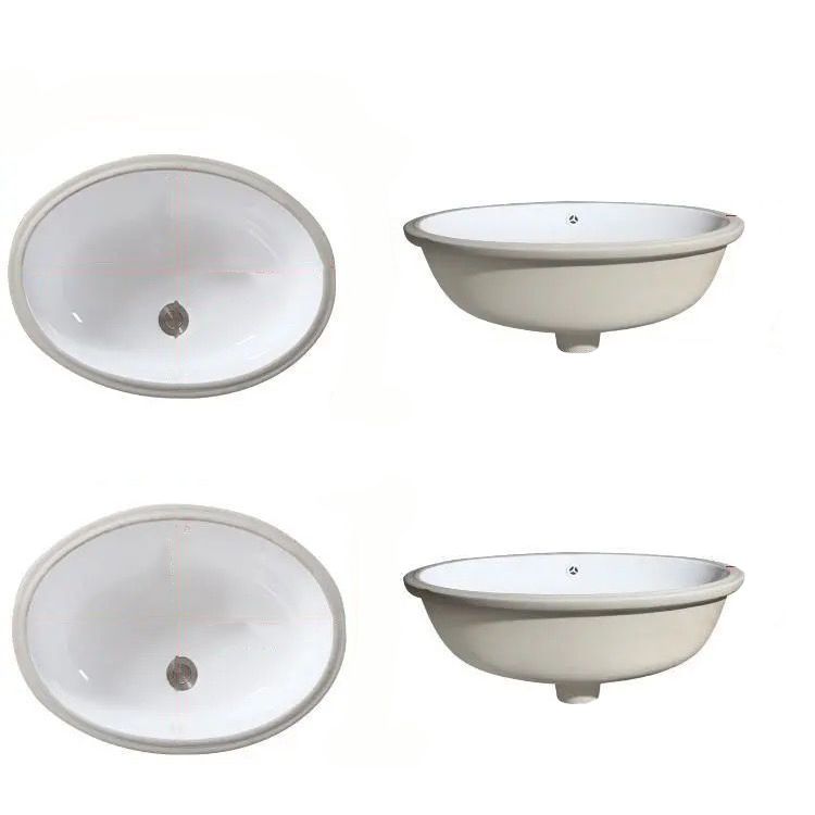 Contemporary Oval Ceramic Sink with Built-in Pop-Up Drain