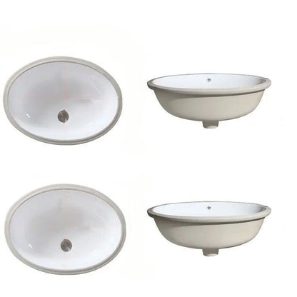 Contemporary Oval Ceramic Sink with Built-in Pop-Up Drain