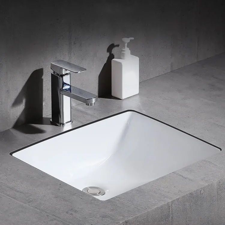 Contemporary Oval Ceramic Sink with Built-in Pop-Up Drain