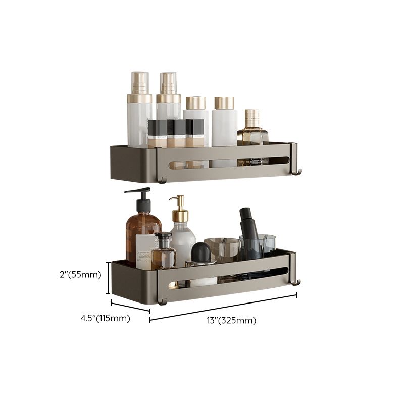 Modern Gray Metal Bath Accessory Set Shelf