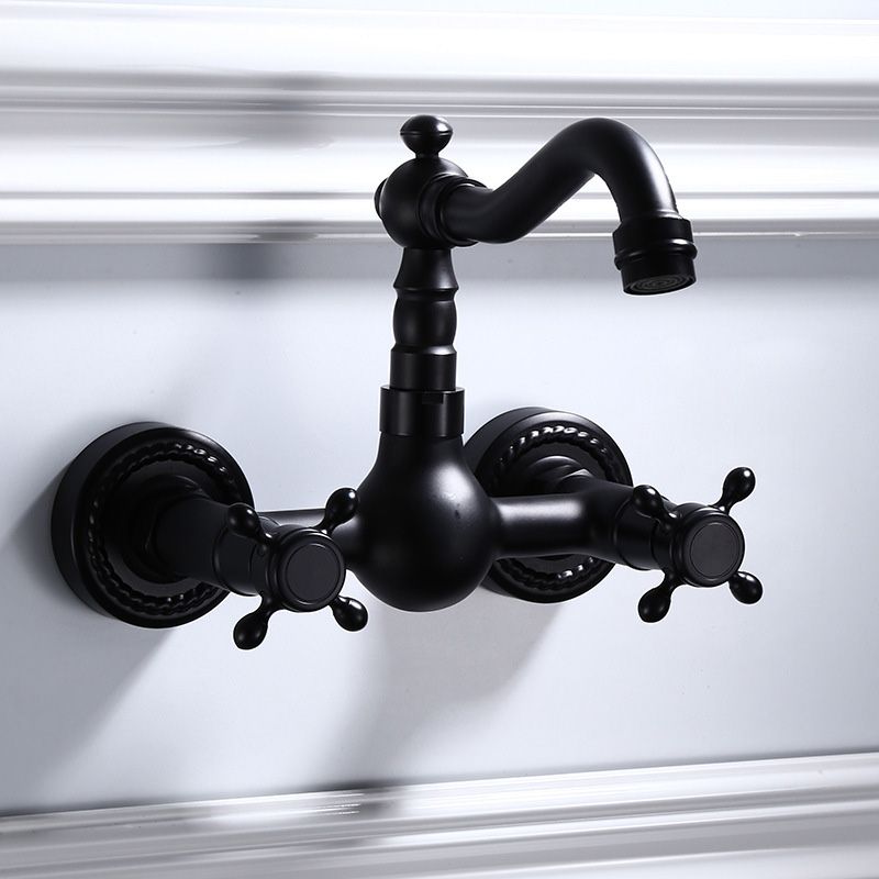 Modern Black Mount Bathroom Faucet Widespread Sink Mixer