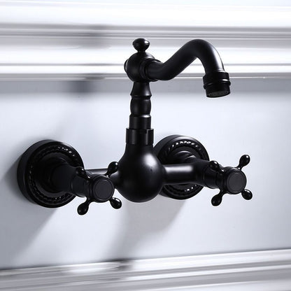 Modern Black Mount Bathroom Faucet Widespread Sink Mixer