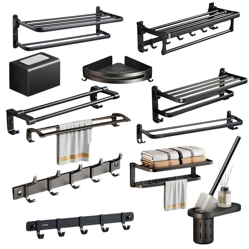 Modern Black Bathroom Accessory Set with Towel Bar