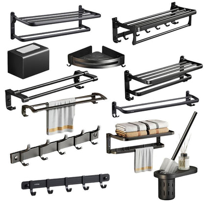Modern Black Bathroom Accessory Set with Towel Bar