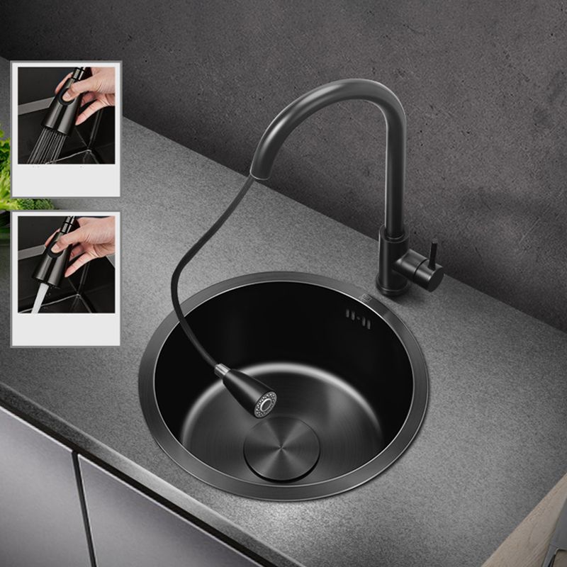 Modern Stainless Steel Kitchen Sink Round Bowl
