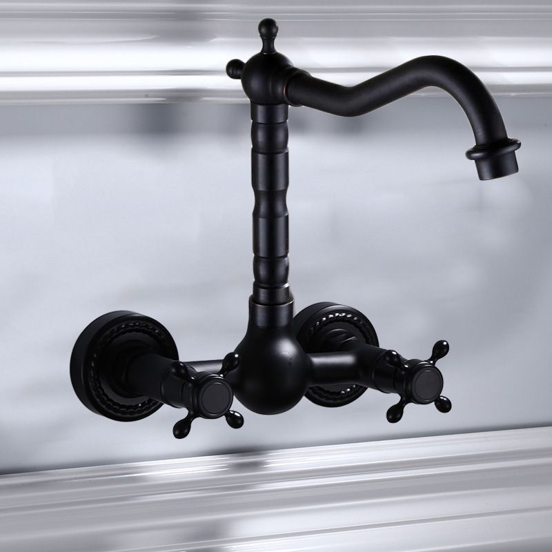 Modern Black Mount Bathroom Faucet Widespread Sink Mixer