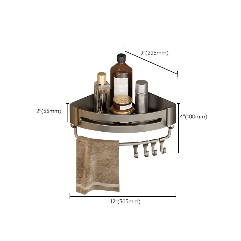 Modern Gray Metal Bath Accessory Set Shelf
