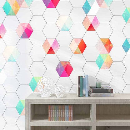 Colorful Hexagon Wall Stickers Removable Tile Decal