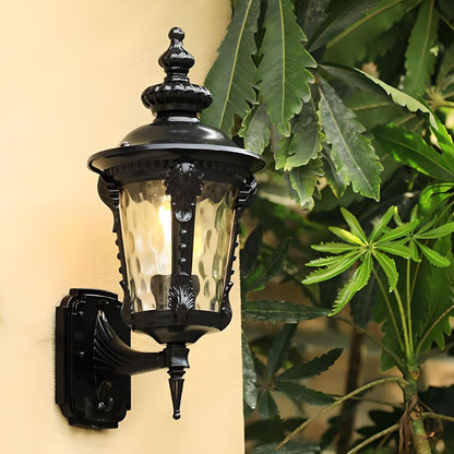 Rustic Outdoor Glass Lantern Wall Light