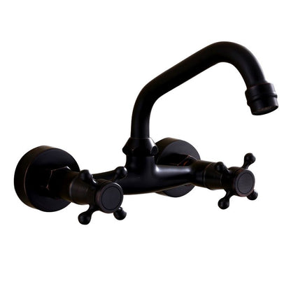 Modern Black Mount Bathroom Faucet Widespread Sink Mixer