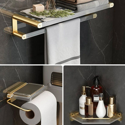 Luxury Gold Bathroom Set Towel Holder Shelf Accessories