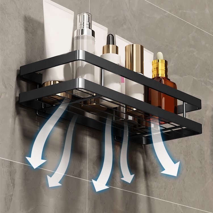 Modern 2-Piece Black Metal Bathroom Shelf Set