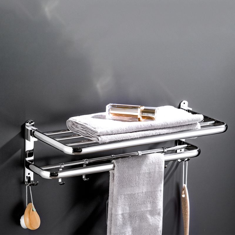 Contemporary Chrome Towel Rack Bathroom Storage Shelf Set