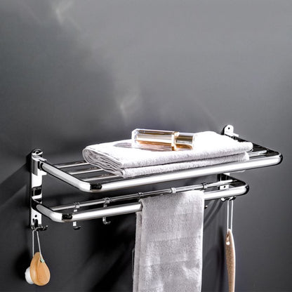 Contemporary Chrome Towel Rack Bathroom Storage Shelf Set