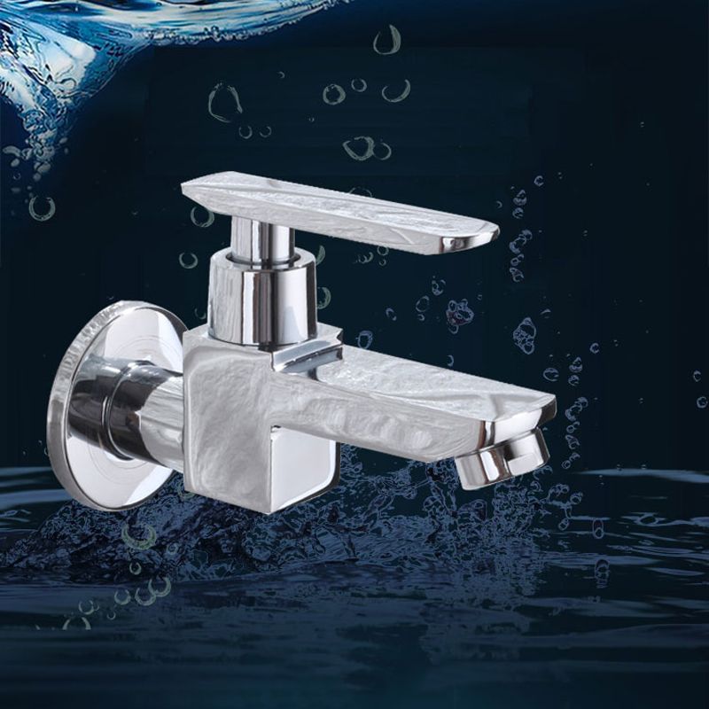 Modern Wall Mount Bathroom Faucet Solid Brass Lever Handle