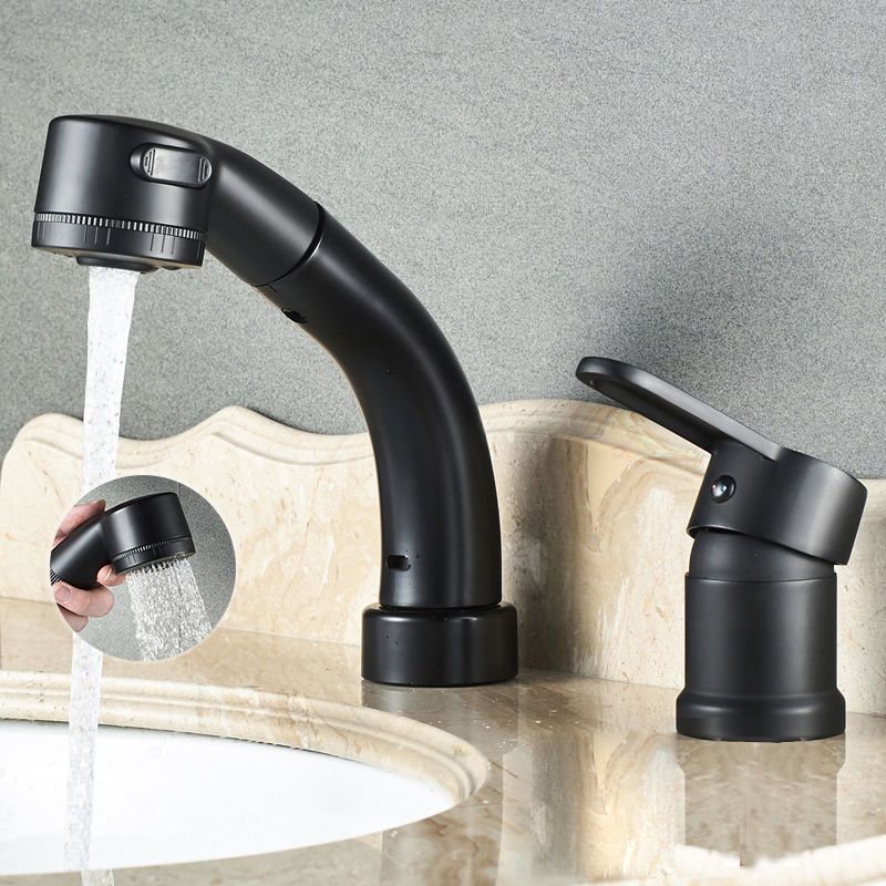 Stylish Copper Handle Kitchen Sink Faucet with Pull-Out Spray