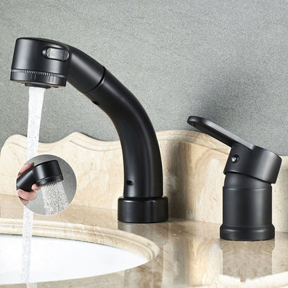 Stylish Copper Handle Kitchen Sink Faucet with Pull-Out Spray