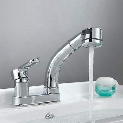 Stylish Copper Handle Kitchen Sink Faucet with Pull-Out Spray