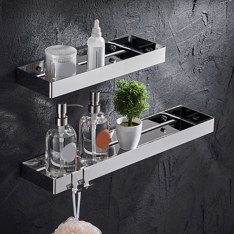 Modern 2-Piece Stainless Steel Bathroom Shelf Set