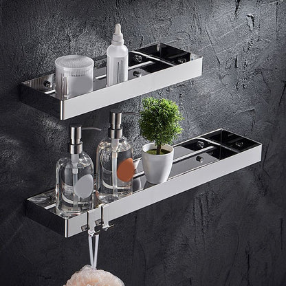 Modern 2-Piece Stainless Steel Bathroom Shelf Set