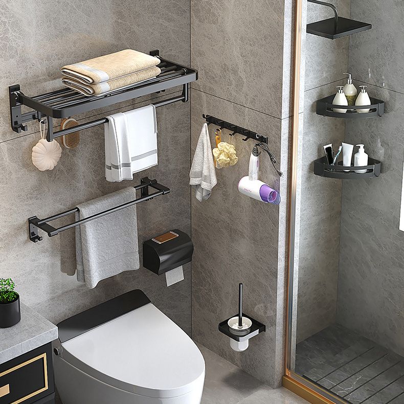 Stylish Black Bathroom Storage Set with Shelf and Hooks
