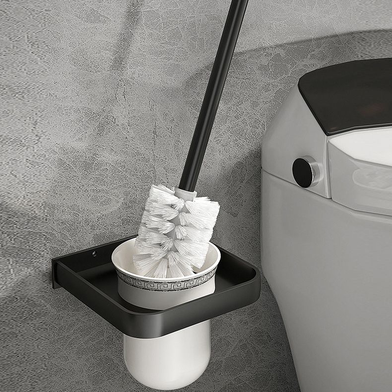 Stylish Black Bathroom Storage Set with Shelf and Hooks