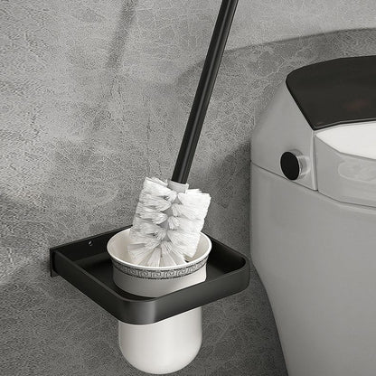 Stylish Black Bathroom Storage Set with Shelf and Hooks