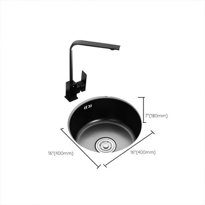 Stainless Steel Round Kitchen Sink with Drain Kit