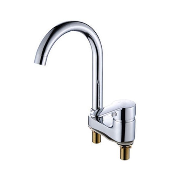 Chrome Finish Bathroom Sink Faucet with Rotating Spout