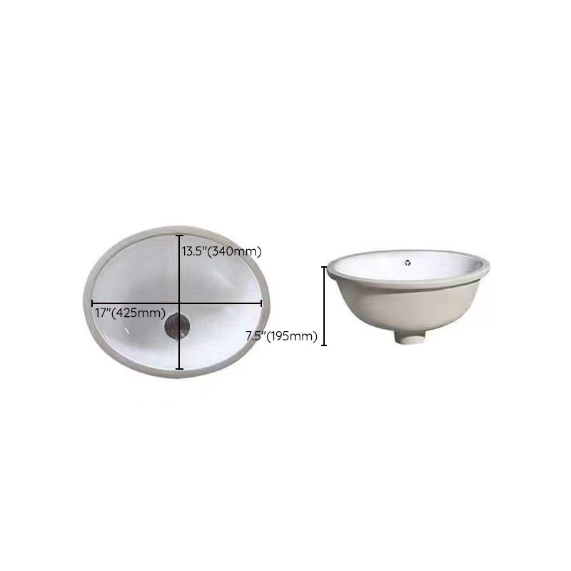 Contemporary Oval Ceramic Sink with Built-in Pop-Up Drain
