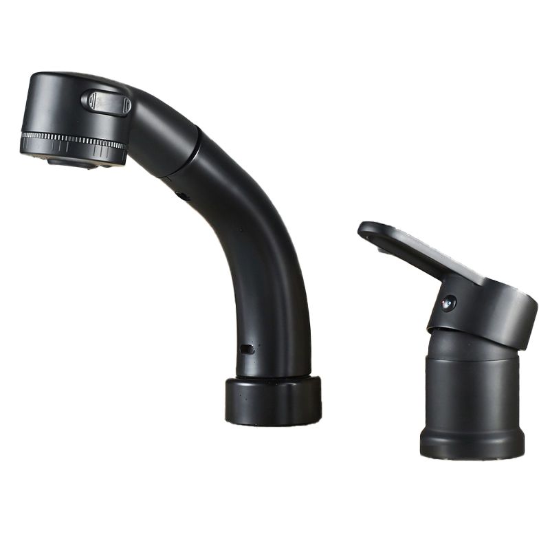 Stylish Copper Handle Kitchen Sink Faucet with Pull-Out Spray